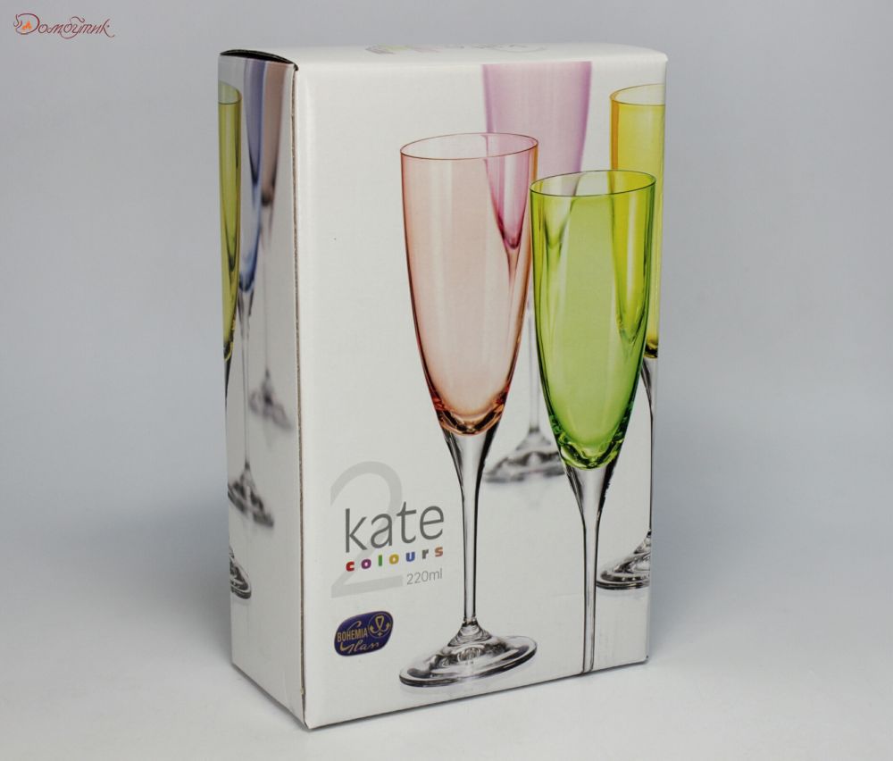 Бокалы для шампанского "Kate Colours" красные, 220 мл, 2 шт. - фото 6