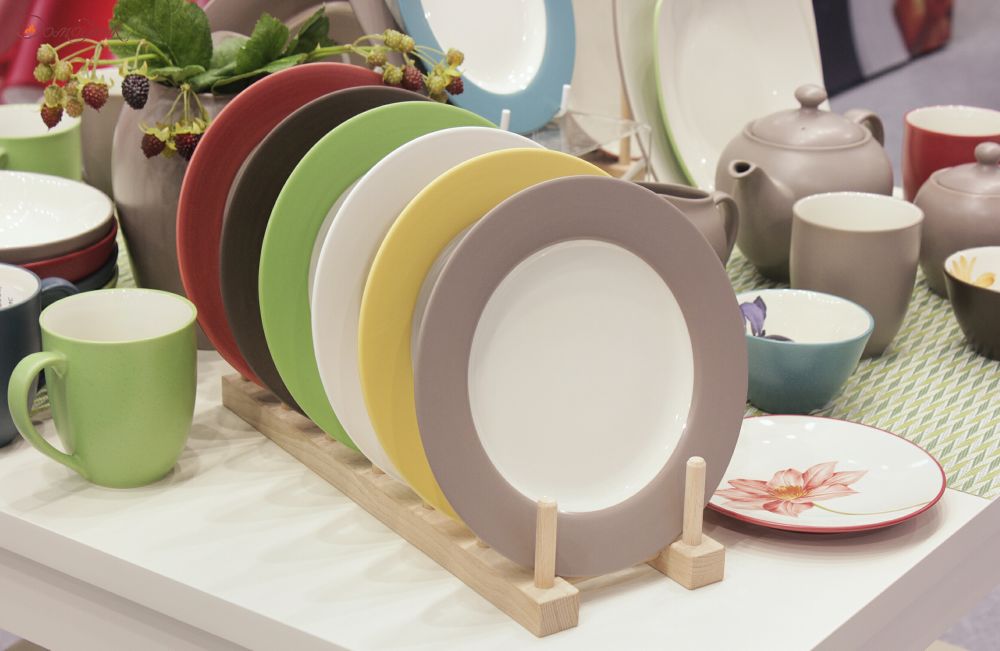 Столовый набор посуды на одного "Цветная волна", 4 предмета (малиновый, широкий борт) - фото 7