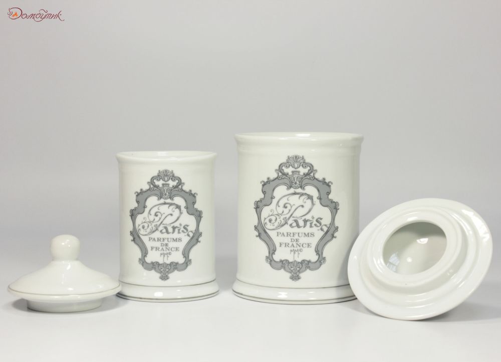 Набор керамических банок для ватных тампонов и палочек "Париж", 2 шт. - фото 4
