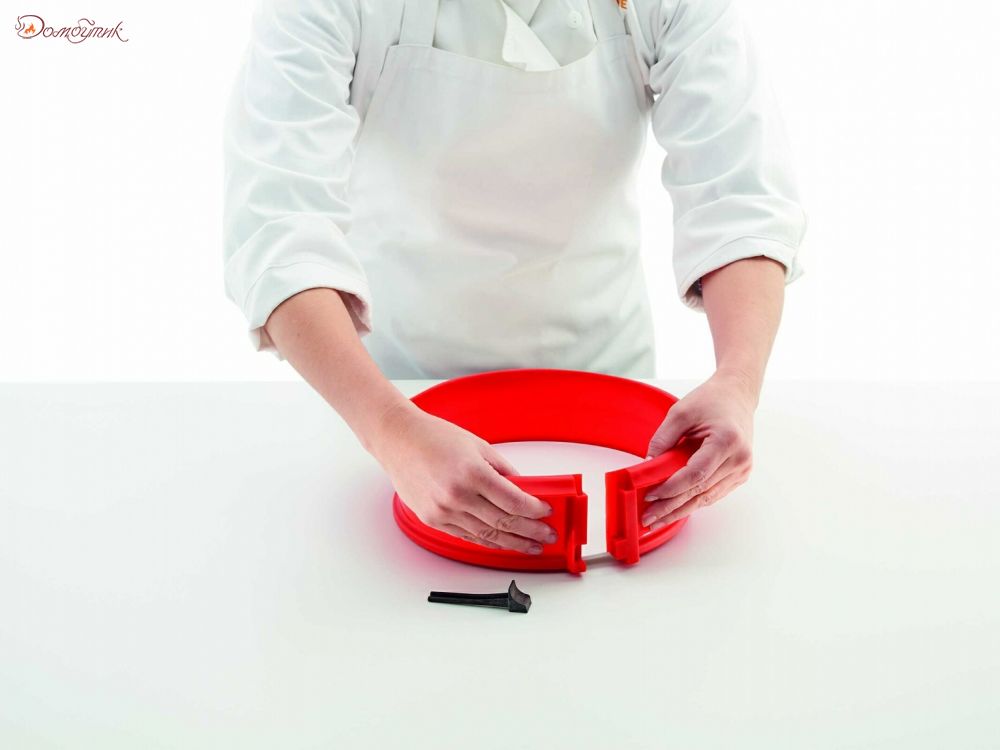 Форма разъемная силиконовая с керамическим блюдом 23 см, красный - фото 5
