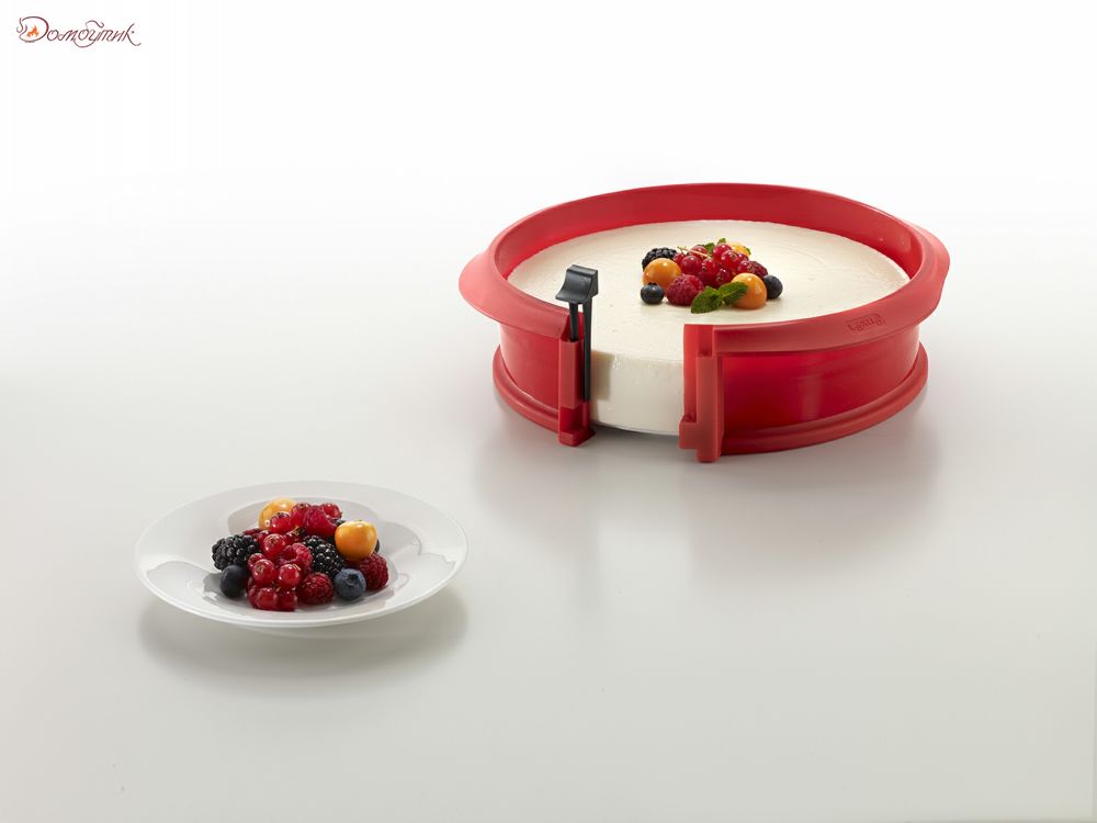 Форма разъемная силиконовая с керамическим блюдом 23 см, красный - фото 6