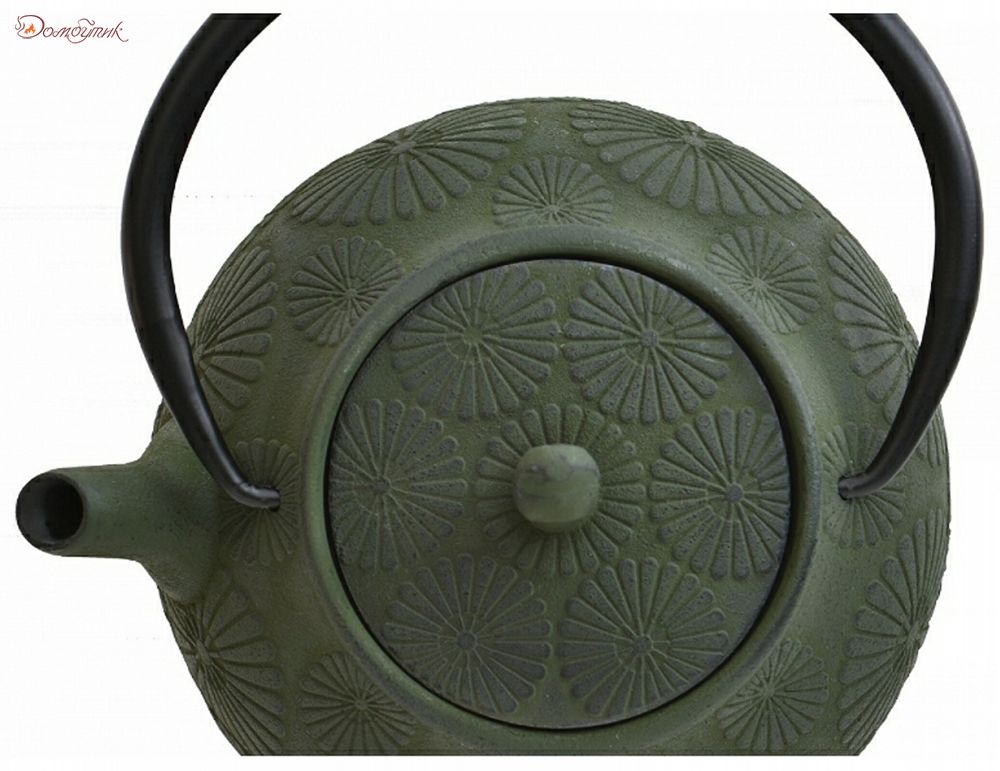 Заварочный чайник чугунный 1,1 л (зеленый) - фото 3