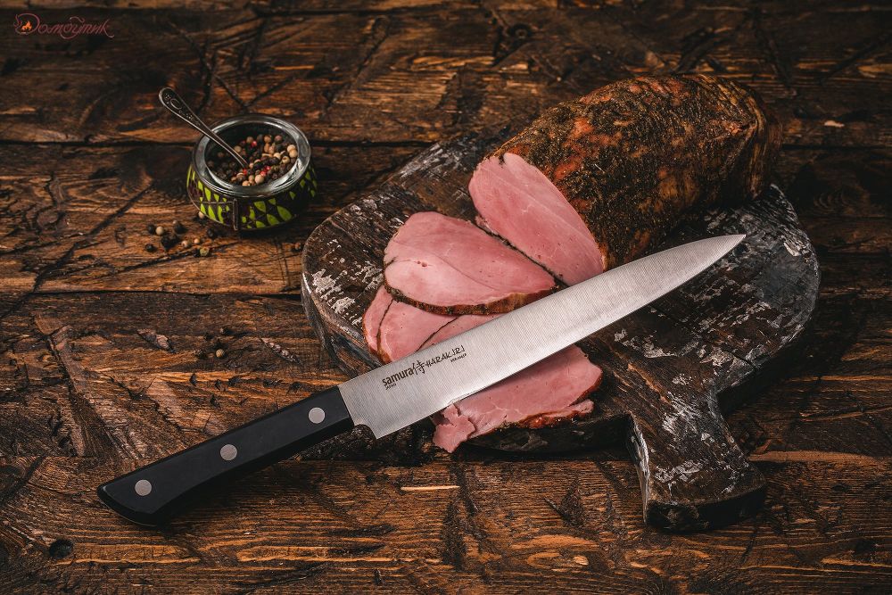 Нож кухонный "Samura HARAKIRI" для нарезки 196 мм, корроз.-стойкая сталь, ABS пластик - фото 7