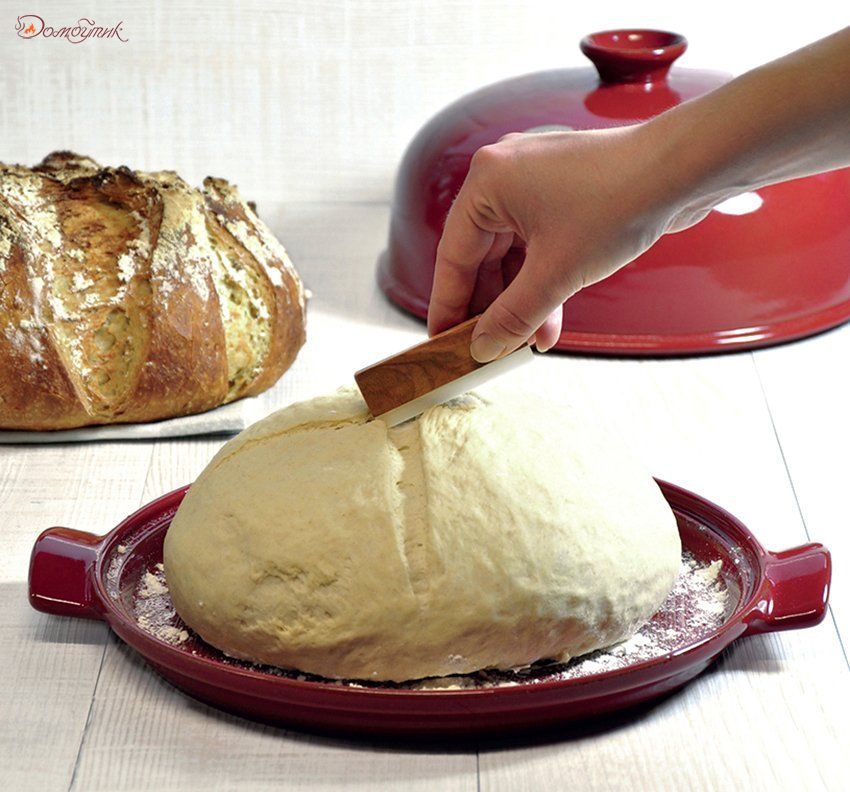 Набор для выпечки хлеба - форма керамическая и лопатка пекарская (лён) - фото 3