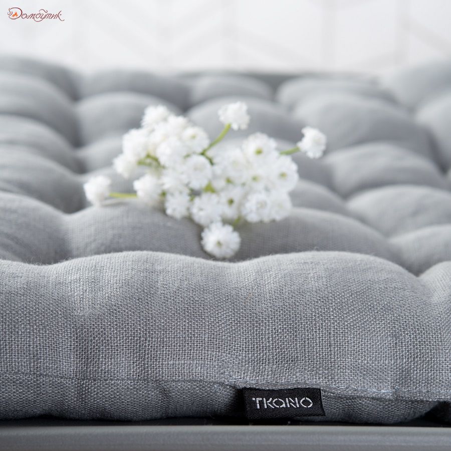 Подушка на стул стеганая из умягченного льна 40х40 см, Tkano - фото 9