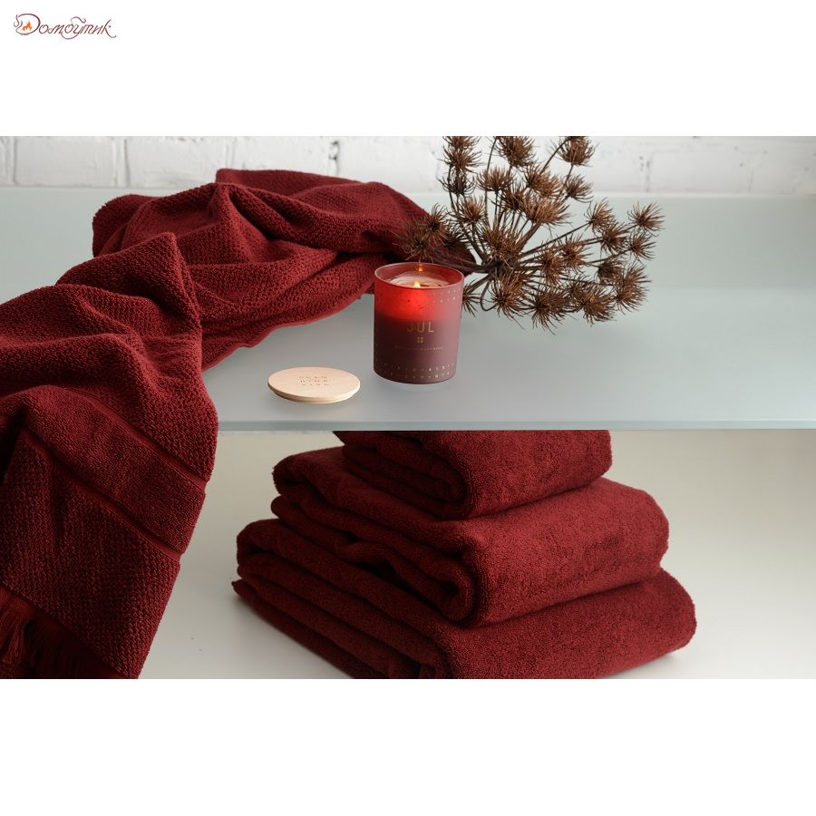 Полотенце банное бордового цвета Essential, 90х150 см, Tkano - фото 3