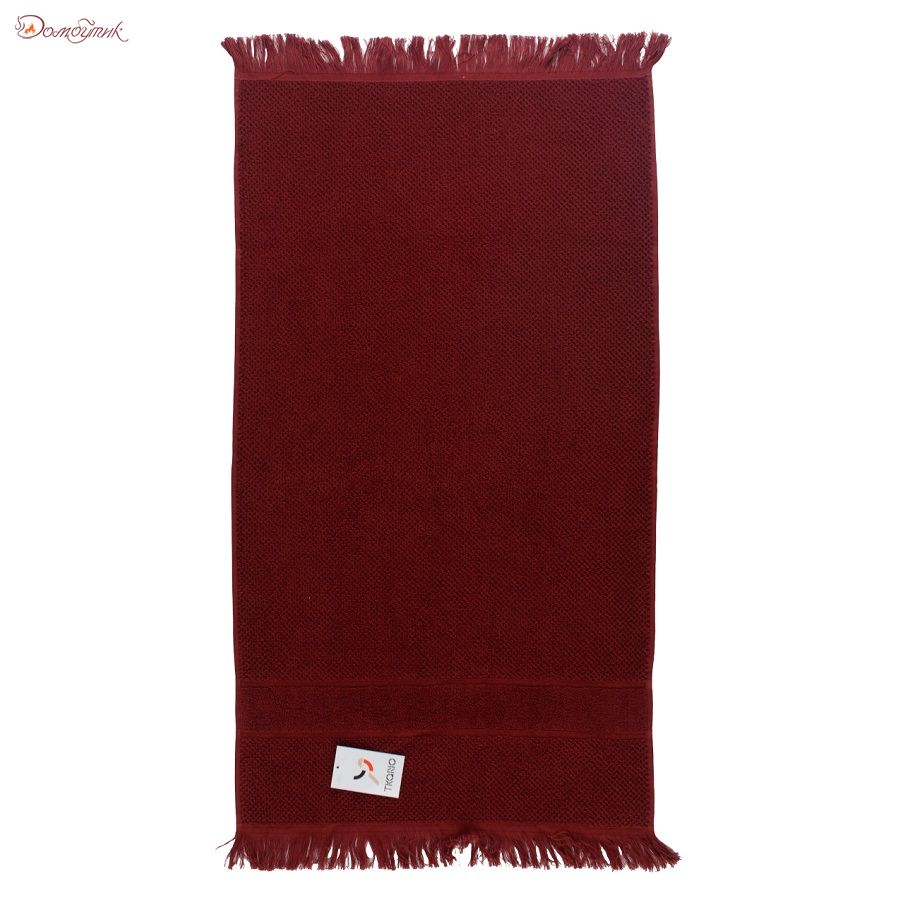 Полотенце для рук декоративное с бахромой бордового цвета Essential, 50х90 см, Tkano - фото 4