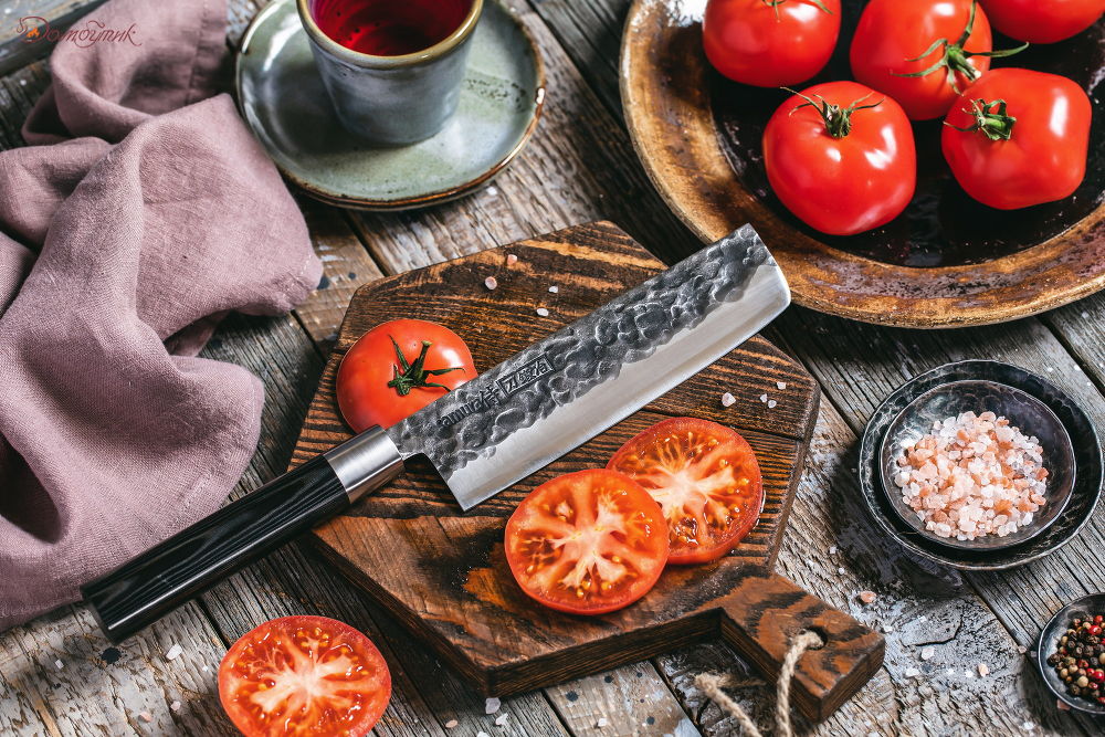 Нож кухонный "Samura DAMASCUS" накири 167 мм, G-10, дамаск 67 слоев - фото 5