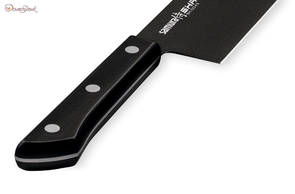Нож кухонный "Samura SHADOW" накири с покрытием Black-coating 170 мм, AUS-8, ABS пластик - фото 5