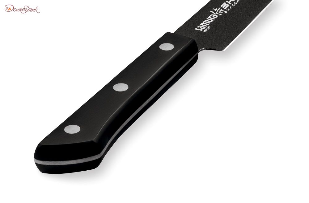 Нож кухонный "Samura SHADOW" слайсер с покрытием Black-coating 196 мм, AUS-8, ABS пластик - фото 5