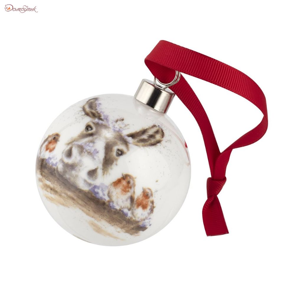 Украшение новогоднее, шар Royal Worcester "Ослик и малиновки" 6,6см, п/к - фото 3