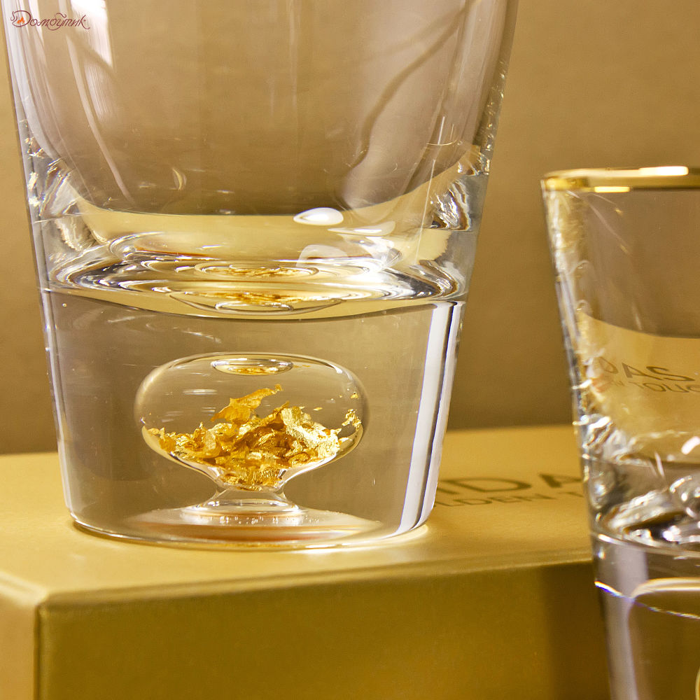 Набор из 2-х бокалов с сусальным золотом для виски + камни стеатит для охлаждения - фото 3