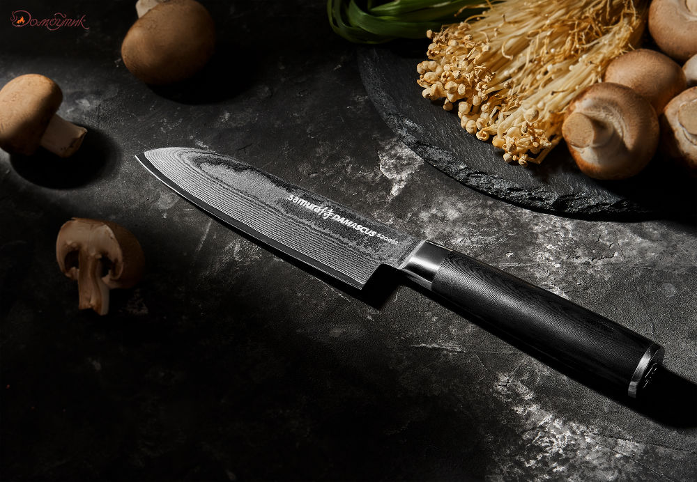 Нож кухонный "Samura DAMASCUS" Сантоку 145 мм, дамаск 67 слоев - фото 5