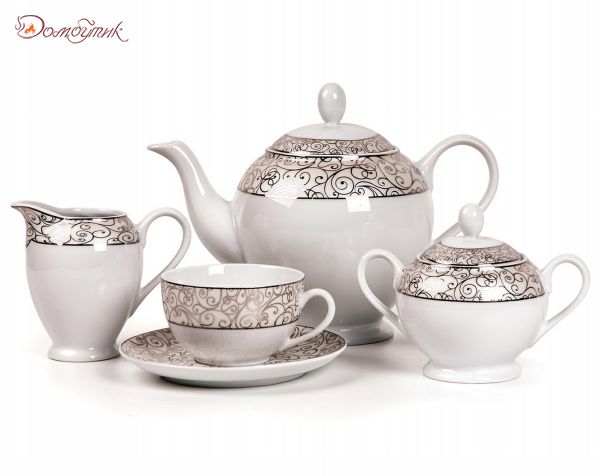 Сервиз чайный на 6 персон "Oriental platine" (15 предметов) - фото 1
