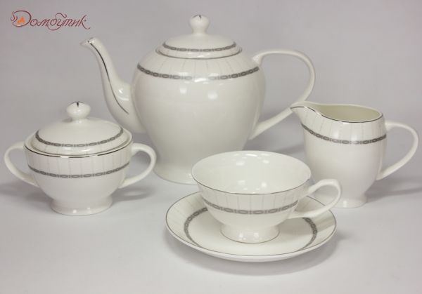 Чайный сервиз на 6 персон "Белый Антик" (15 предметов) - фото 1