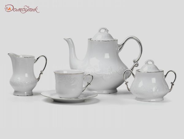 Чайный сервиз на 6 персон "Виноград Платина" (15 предметов) - фото 1