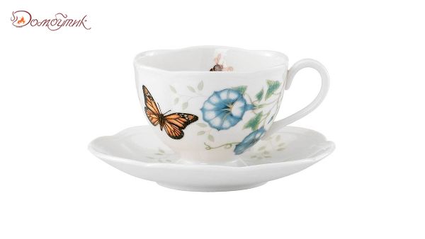 Чашка чайная с блюдцем  "Бабочки на лугу" "Бабочка Монарх"240 мл, Lenox