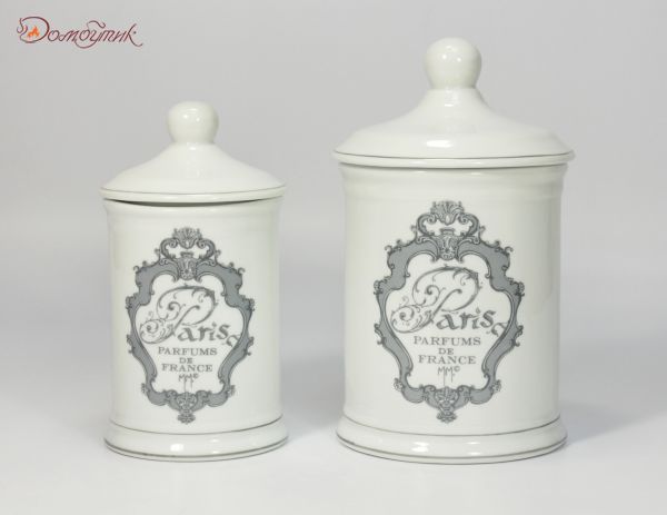 Набор керамических банок для ватных тампонов и палочек "Париж", 2 шт. - фото 1