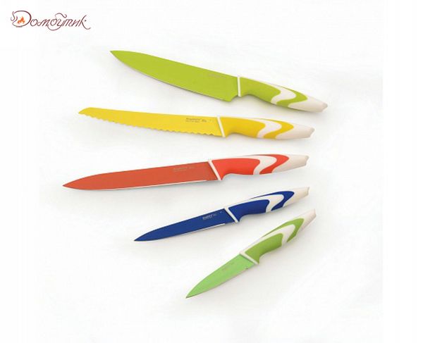 Набор ножей с керамическим покрытием "Studio" разноцветный (5 шт.) - фото 1
