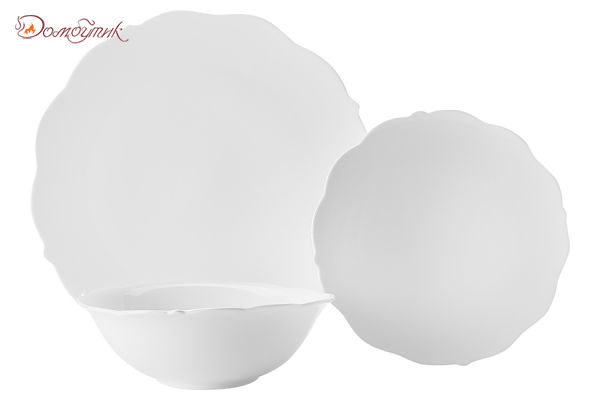 Набор тарелок на 4 персоны  Белая роза (12 предметов), в подарочной упаковке
