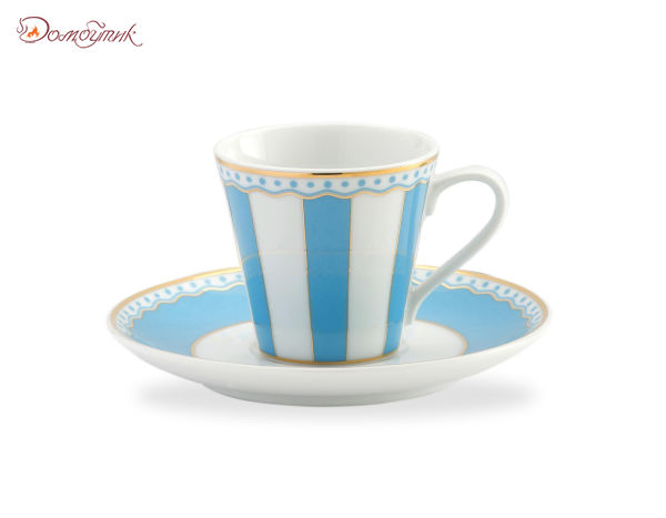 Чашка кофейная с блюдцем "Карнавал" (голубая полоска) ,90мл