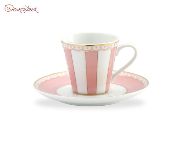 Чашка кофейная с блюдцем "Карнавал" (розовая полоска), 90мл