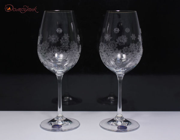 Набор бокалов для вина "Снежинки", 350 мл(2 шт) - фото 1