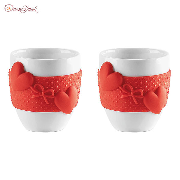 Набор из 2 чашек для кофе Love красный - фото 1