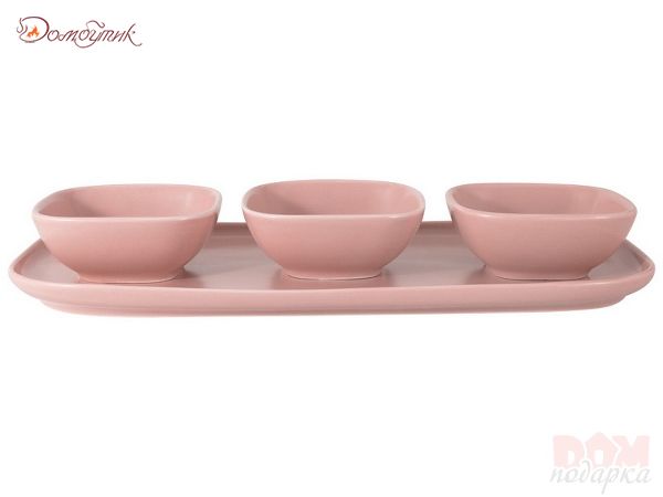 Набор Форма розовый: тарелка + 3 салатника , Maxwell & Williams