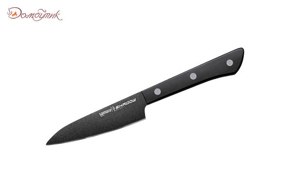 Нож кухонный "Samura SHADOW" овощной с покрытием Black-coating 99 мм, AUS-8, ABS пластик