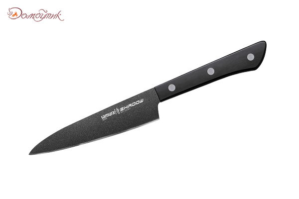 Нож кухонный "Samura SHADOW" универсальный с покр. Black-coating 120мм, AUS-8, ABS пластик