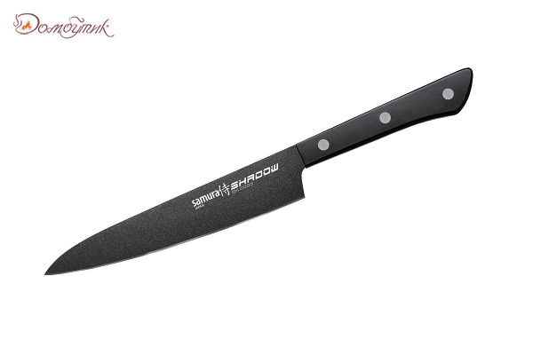 Нож кухонный "Samura SHADOW" универсальный с покр. Black-coating 150мм, AUS-8, ABS пластик
