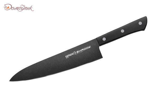 Нож кухонный "Samura SHADOW" Шеф с покрытием Black-coating 208 мм, AUS-8, ABS пластик