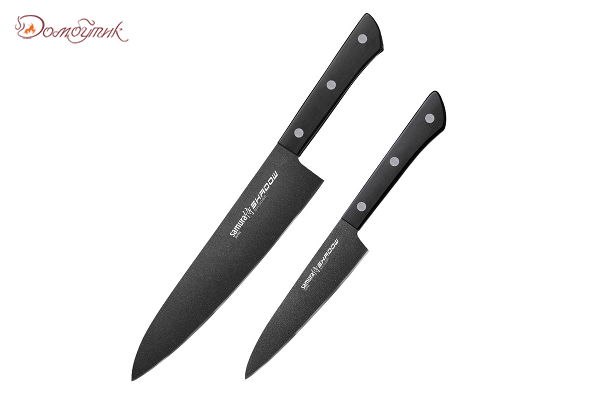 Набор из 2 ножей "Samura SHADOW" с покрытием Black-coating (21, 85), AUS-8, ABS пластик
