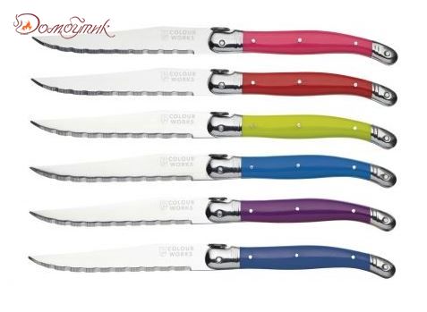 Нож для стейка, набор 6 шт, Colourworks Brights - фото 1