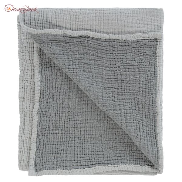 Одеяло из жатого хлопка серого цвета из коллекции Essential 90x120 см - фото 2