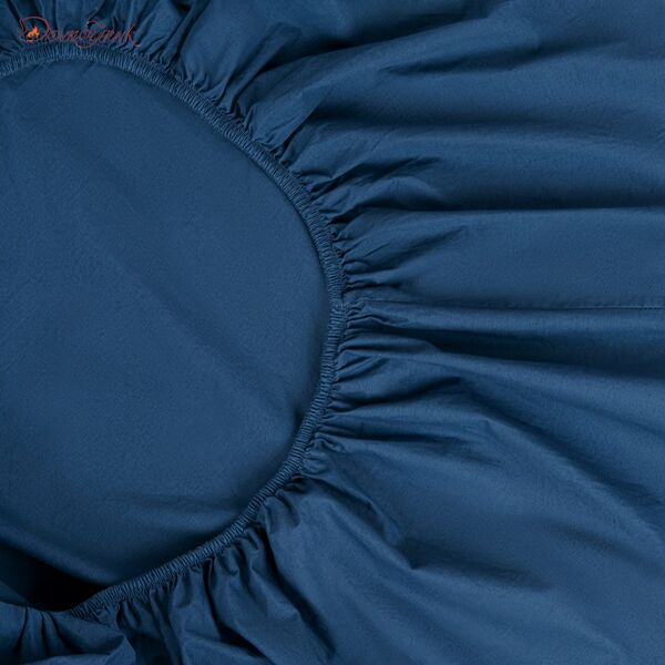 Простыня на резинке темно-синего цвета из органического стираного хлопка из коллекции Essential - фото 2