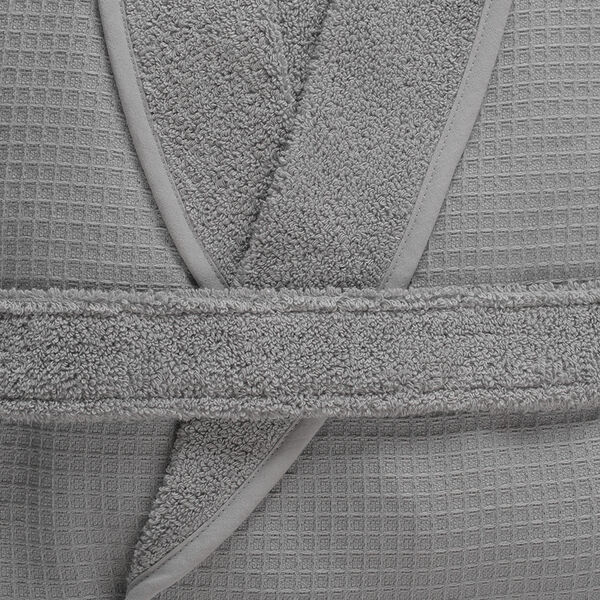 Халат банный из чесаного хлопка серого цвета из коллекции Essential, размер L - фото 8