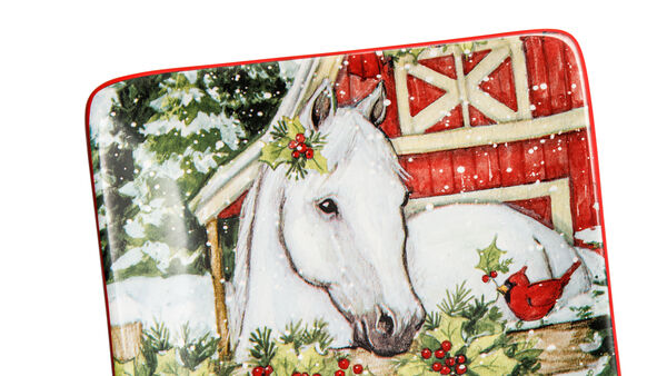 Тарелка пирожковая Certified Int. Рождество в усадьбе.Лошадь белая 15см, керамика - фото 3