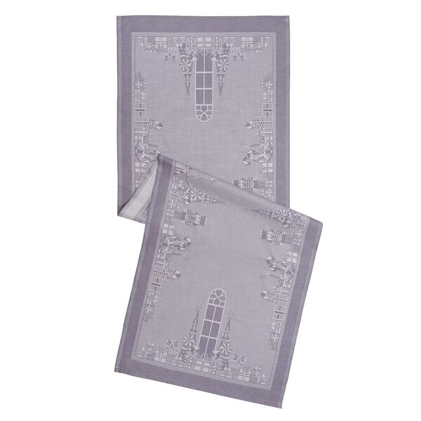 Дорожка из хлопка фиолетово-серого цвета с рисунком Щелкунчик, New Year Essential, 53х150см - фото 2