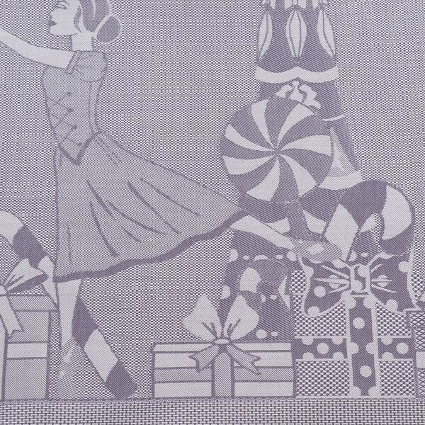 Скатерть из хлопка фиолетово-серого цвета с рисунком Щелкунчик, New Year Essential, 180х260см - фото 4