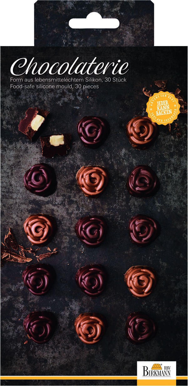 Набор форм для шоколадных конфет и пралине Birkmann Розочки 21x11,5 см, силикон, 2 шт, 30 конфет - фото 2