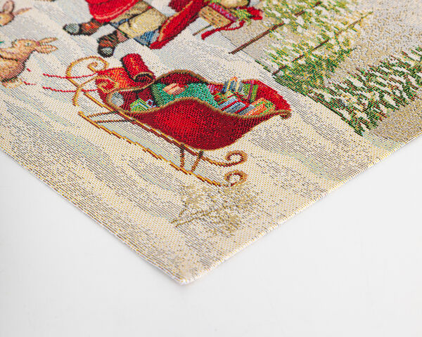 Дорожка для стола Mix&Match Home Дед Мороз в волшебном лесу 44х140 см, гобелен, бежевый - фото 2