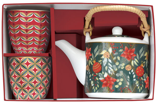 Набор для чая Рождественское веселье: чайник с ситечком 0,6 л, 2 чашки 0,16 л - фото 2