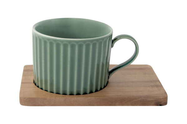 Набор из 2-х чашек для чая Время отдыха, зелёная и светло-серая, 0,25 л - фото 4