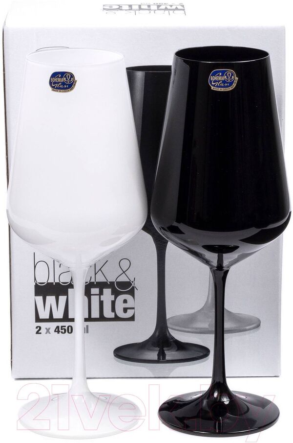 Набор бокалов для вина 2 шт 450 мл Сандра Черно-белый, Bohemia - фото 2