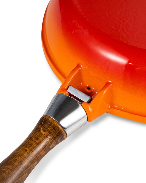 Сковорода с крышкой 24 см, 2 л, с деревянной ручкой, чугун, оранжевая, Lava - фото 3