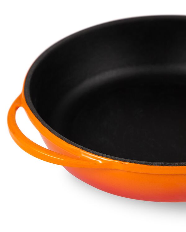 Сковорода с крышкой 24 см, 2 л, с деревянной ручкой, чугун, оранжевая, Lava - фото 7