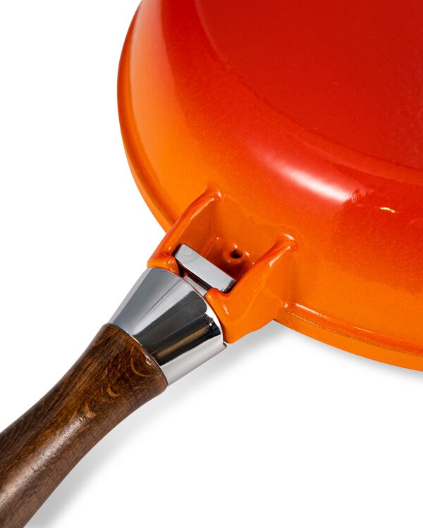 Сковорода с крышкой 28 см, 2,8 л, с деревянной ручкой, чугун, оранжевая, Lava - фото 4