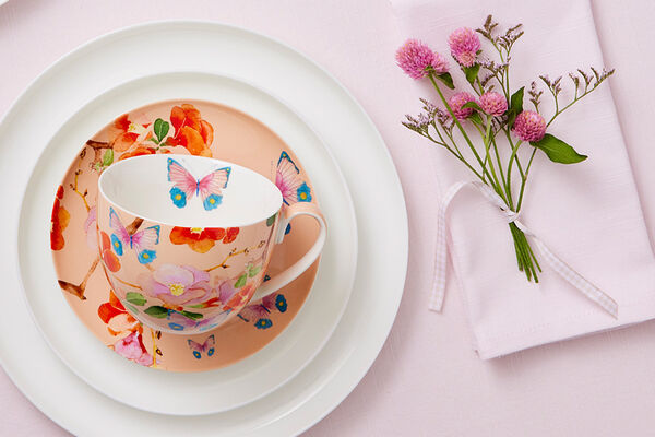 Чашка с блюдцем Камелии на розовом, 0,4 л - фото 7